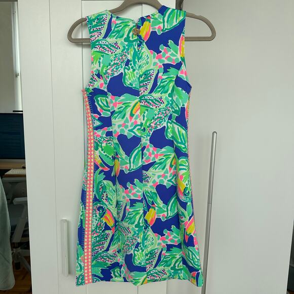 Lily Pulitzer Mila Shift Beckon Blue Wake Up Call Scuba Neon Dress Size XS, NWOT - Picture 2 of 8